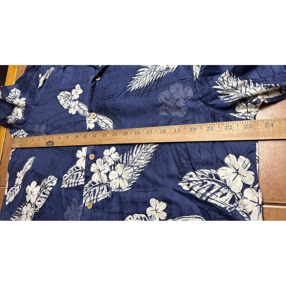 Hawaiian Shirt Mens Sz Large Saks Fifth Ave‎ 100% Silk Blue Beach Aloha Vacation - Picture 5 of 6